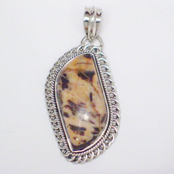 Agate Pendant Sterling Silver Mocha Browns Mens - Picture 3 of 5